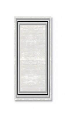 Teppich Bodenteppich Kurzflor Bordüre Ornament Grau Schwarz Flur Foyer Teppiche