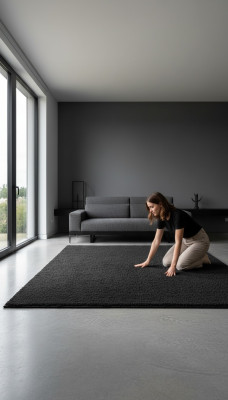 Teppich Kurzflor Graphit Farbe Unifarben Einfarbig Flur Arbeitszimmer