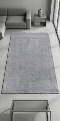 Arbeitszimmer Flur Wohnzimmer Teppich Kurzflor Einfarbig Graublau Pastell