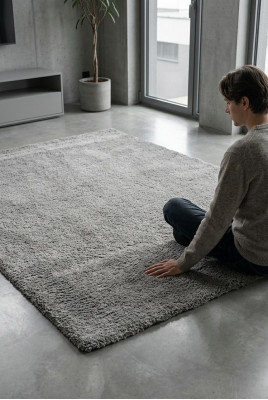 Arbeitszimmer Flur Teppich Kurzflor Einfarbig Grau Unifarben Pflegeleicht