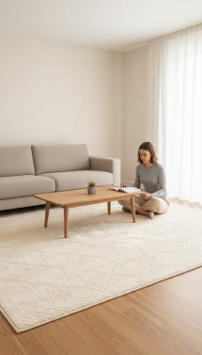 Beige Teppich Wohnzimmer Flur Teppich Kurzflor Unifarben Rauten Muster