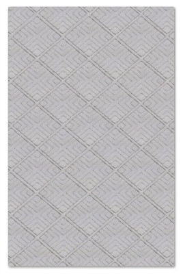 Teppich Kurzflor Unifarben Grau Rauten Muster Geometrisches Design