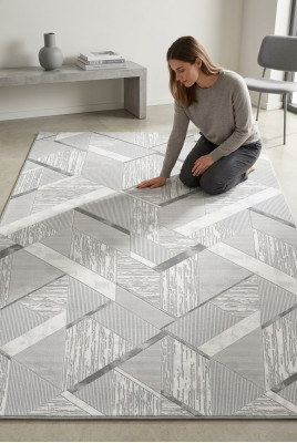 Teppich Geometrisches Muster Kurzflor Beige Arbeitszimmer Wohnzimmer