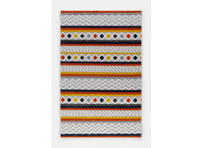 Teppich Kurzflor Retro Design Ornamente Bunt Kinderstube Wohnzimmer Teppiche