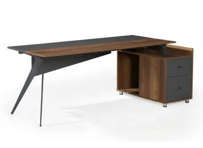 Arbeitstisch Schreibtisch Bürotisch mit Schrank Arbeitszimmer Braun-Grau