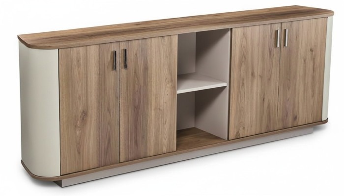 Sideboard Büroschrank Anrichte Beistellschrank Beige Braun Arbeitszimmer