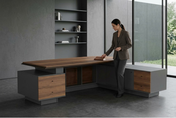 Arbeitstisch Schreibtisch L-Förmiger mit Schubladen Holztisch Büromöbel