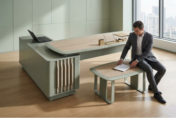Büro Einrichtung Schreibtusch mit Couchtisch Eckschreibtisch Möbel Tisch