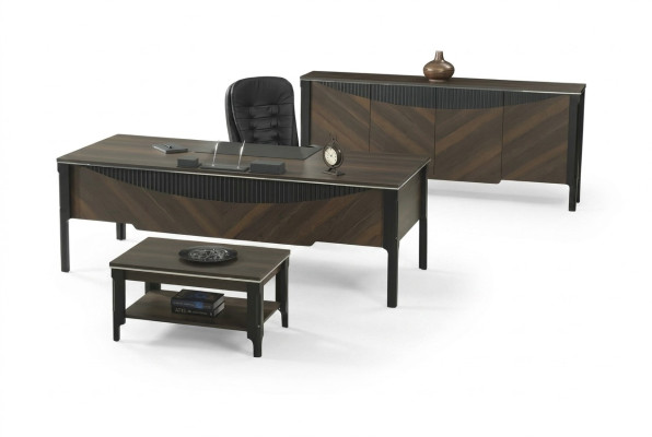 Arbeitszimmer Set Schreibtisch Sideboard Couchtisch Büromöbel Braun