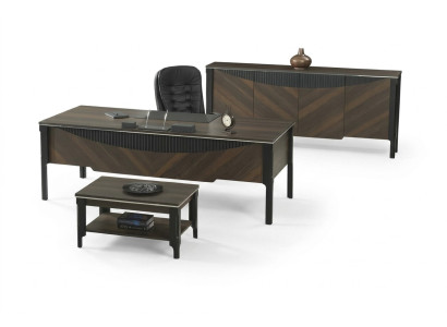 Arbeitszimmer Set Schreibtisch Sideboard Couchtisch Büromöbel Braun
