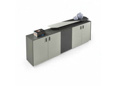 Sideboard Beistellschrank Schrank Kommode Beige Grau Holz Büromöbel