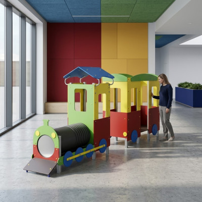 Spielplatz Kinderspielareal Spielhäuschen Balancierbalken Bewegungsfläche