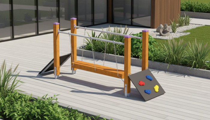 Spielplatz Schwingbrücke Balancierbrücke Hängebrücke Kletterbrücke Wackelbalken