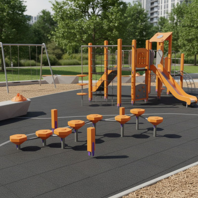 Aktivplatz Balance Plattform Spielbereich Spielplatzanlage Kinderspielplatz