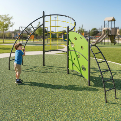 Aktivplatz Spielplatz Hängeübergänge Seilstangen Kletterstangen Greifstangen