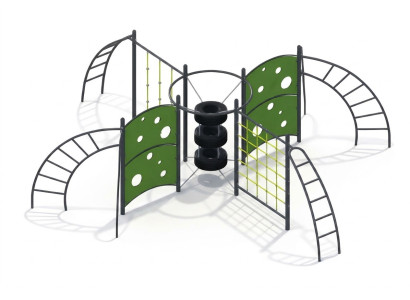 Spielplatz Balanceübergänge Kletternetze Schwebebrücken HangelstangenSpielbrücke