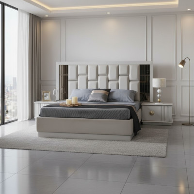 Bett Schlafzimmer Möbel Betten Design Luxus Doppel Design Holz Weiß Modern