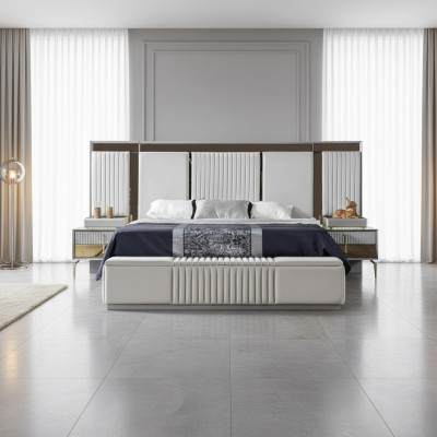 Schlafzimmermöbel Bett Modern 2x Nachttische Holzgestell Design Möbel Hochwertig