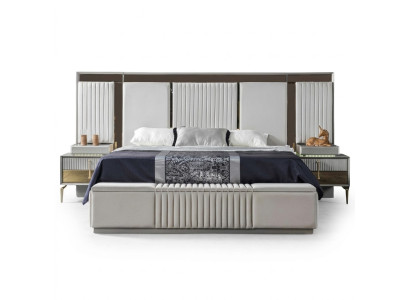 Schlafzimmermöbel Bett Modern 2x Nachttische Holzgestell Design Möbel Hochwertig