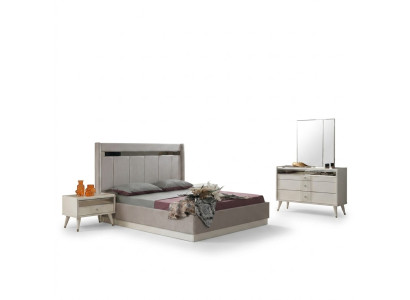 Schlafzimmer Set Weiß Designer Hochwertig Bett Kommode 2x Nachttische