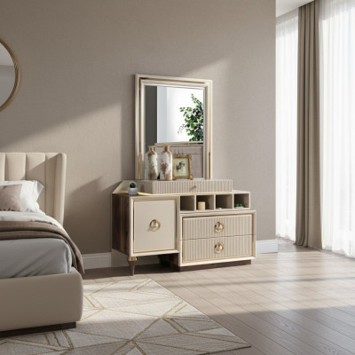 Kommode Hochwertig Luxus Holzmöbel Design Moderne Schlafzimmer Einrichtung Beige