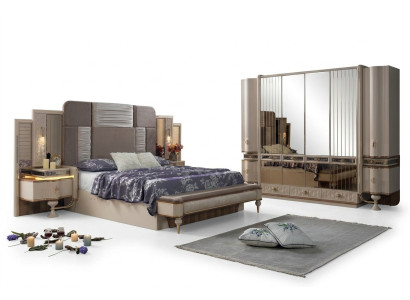 Schlafzimmer Elternzimmer Set Komplette Garnitur Schrank Bett Nachttisch 4tlg
