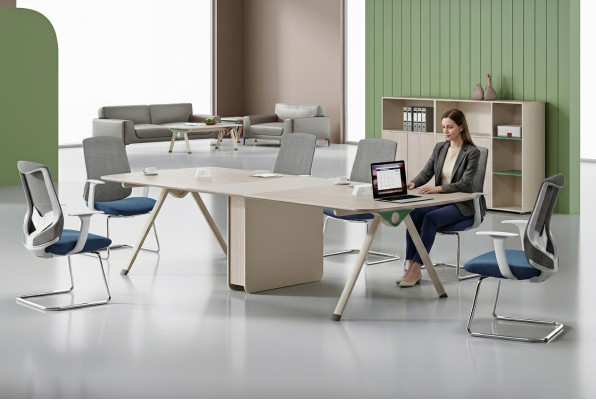 Beiger Konferenztisch Designer Arbeitszimmer Möbel Luxuriöser Holz Tisch