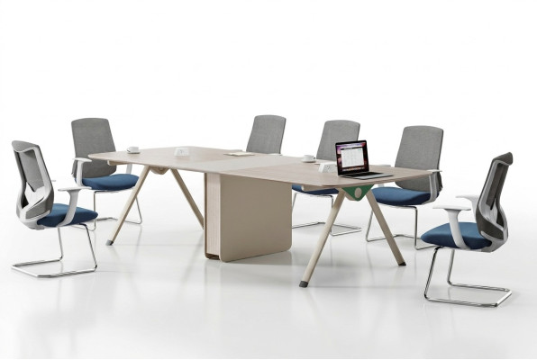 Beiger Konferenztisch Designer Arbeitszimmer Möbel Luxuriöser Holz Tisch