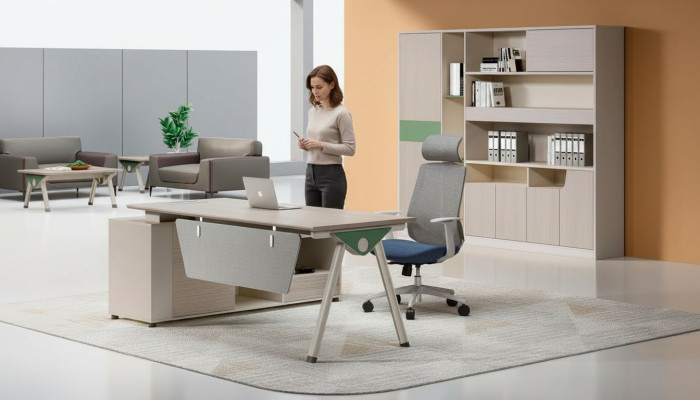 Beiger Arbeitstisch Designer Büro Schreibtisch Luxuriöse Holz Möbel
