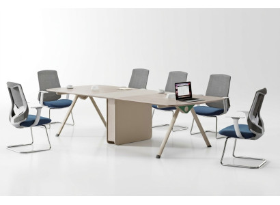 Beige Arbeitszimmer Möbel Designer Konferenztisch Holz Büroschränke 3tlg