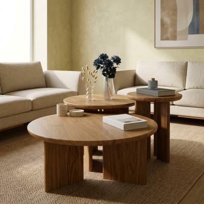 Couchtisch Holz Rund Eleganz Stabilität Design Qualität Beistelltisch Tische