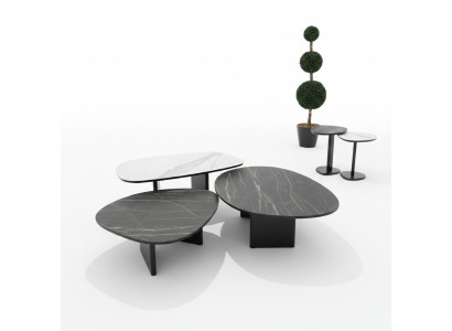 Couchtische Beistelltische Holz Schwarz Weiß Marmoroptik Design Qualität 5tlg