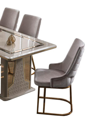 Essgruppe Esstisch Stühle Essbereich Sitzmöbel Konsole Spiegel Vitrine 8tlg
