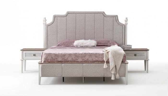 Schlafzimmer Möbel Set Bett 2x Nachttische Gäste Zimmer Polsterbett 3tlg