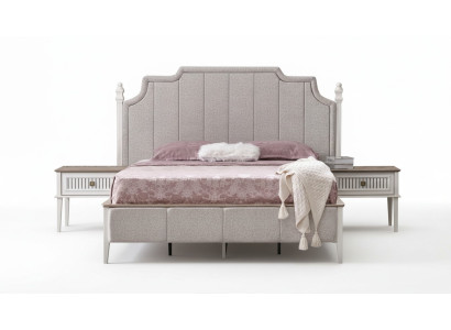 Schlafzimmer Möbel Set Bett 2x Nachttische Gäste Zimmer Polsterbett 3tlg