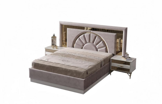 Schlafzimmer Polsterbett Möbel Set Bett 2x Nachttische Gäste Zimmer 3tlg