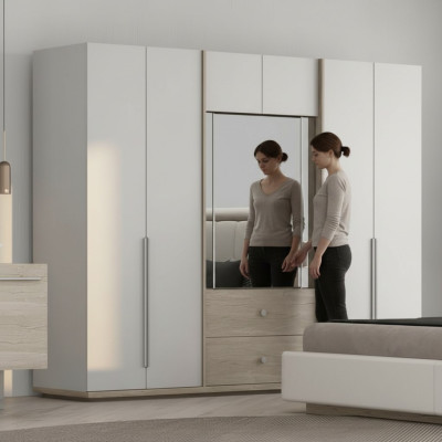Kleiderschrank Schlafzimmerschrank Garderoben Schrank Einbauschrank mit Spiegel