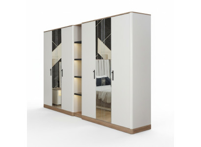 Kleiderschrank Großer Schrank Verspiegelte Außentüren Weiß Schlafzimmer