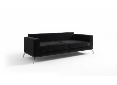 3 Seater Sofa Dreisitzer Couch Stoff Metallbeine Wohnzimmer Schwarz