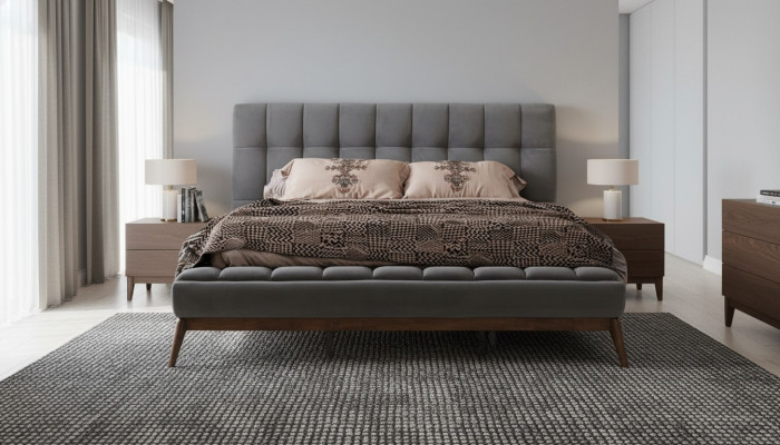 Polsterbett Bett Doppelbett Kopfteil Bettrahmen Schlafzimmerbett Grau