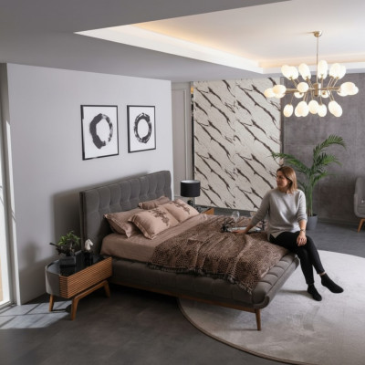 Schlafzimmer Komplett Bett Doppelbett 2x Nachttische Schlafzimmergarnitur