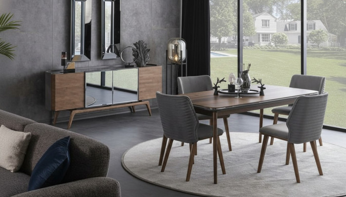 Esszimmergruppe Sitzgruppe Esszimmer Esstisch Stühle Sideboard Spiegele