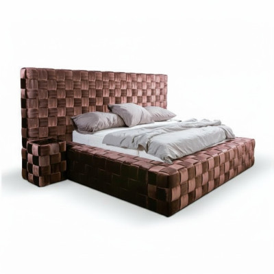 Schlafzimmer Doppelbett Bett 180cm Matratze Braun moderner Stil Holz