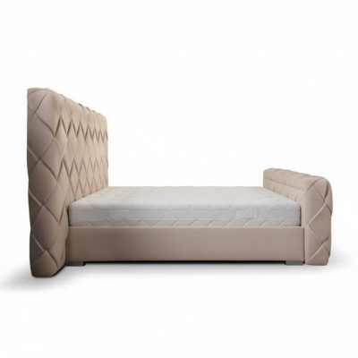 Schlafzimmer Doppelbett Bett 180cm Matratze Beige moderner Stil Holz