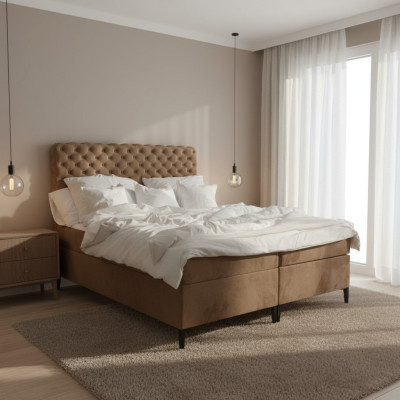 Schlafzimmer Doppelbett Bett 180сm Matratze Braun moderne Stil Holz Chesterfield