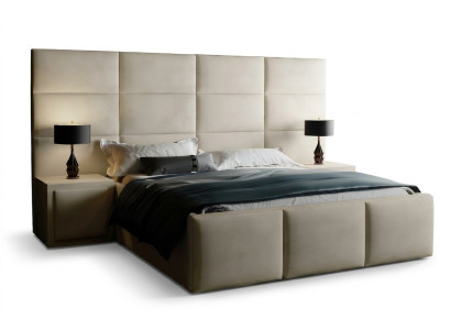 Schlafzimmer Doppelbett Bett 180cm Matratze Beige moderner Stil Holz