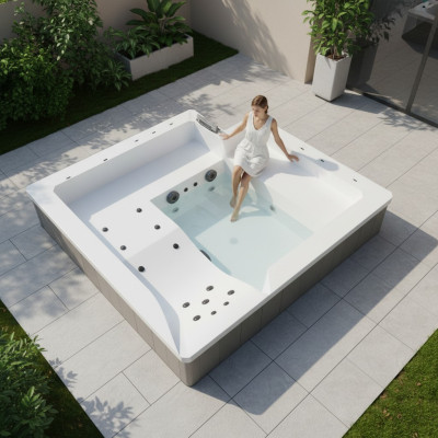 Whirlpool Relaxpool Massagebecken Whirlwanne Entspannungsbad 210x180 cm