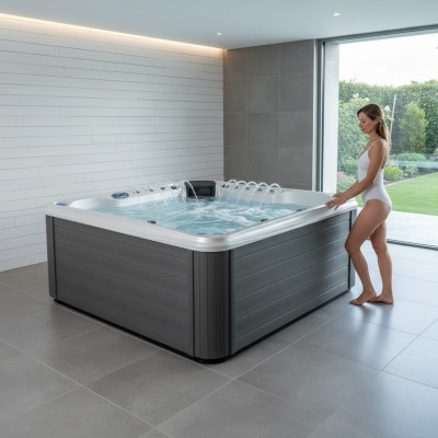 Whirlpool Massagebad Outdoor-Spa Blubberbad Massagebecken Whirlwanne 200x200 cm