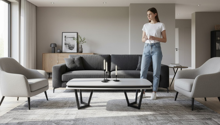 Couchtisch Weiß Modern Sofatisch Metalltisch Wohnzimmer Möbel Tische