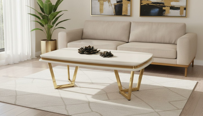 Beige Couchtisch Modern Sofatische Metalltische Robust Wohnzimmertisch